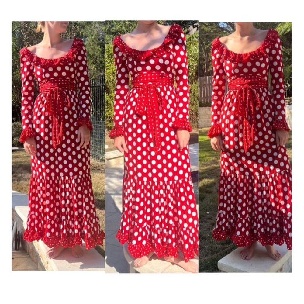 Vintage Victor costa small hostess party dress red 70s Valentines saks 5th - Picture 12 of 16